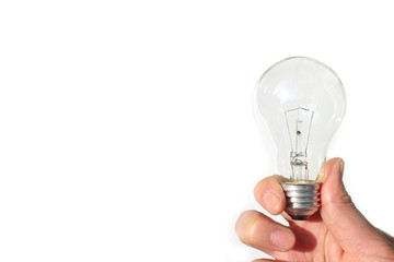light bulb and the hand in the white