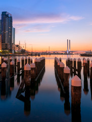 Colorful twilight at Docklands harbour of Melbourne © landscafe