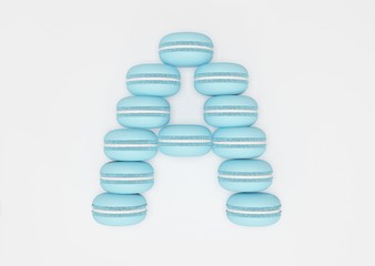 3d rendering of the letter A in Macaron Style on a white isolated background.