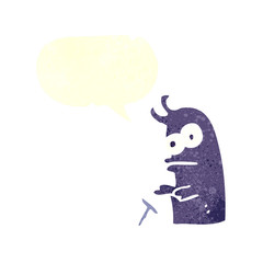 retro speech bubble cartoon little alien