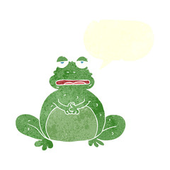 retro speech bubble cartoon frog
