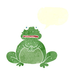 retro speech bubble cartoon frog