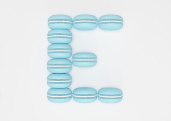 3d rendering of the letter E in Macaron Style on a white isolated background.