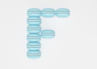3d rendering of the letter F in Macaron Style on a white isolated background.