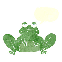 retro speech bubble cartoon frog