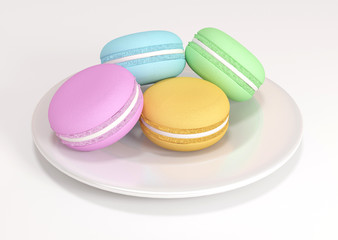 Macaron On a Dish 3D rendering