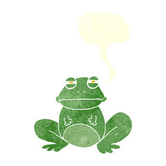 retro speech bubble cartoon frog