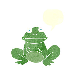 retro speech bubble cartoon frog