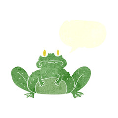 retro speech bubble cartoon frog
