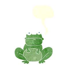retro speech bubble cartoon frog
