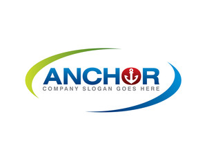 blue green orbit anchor company logo