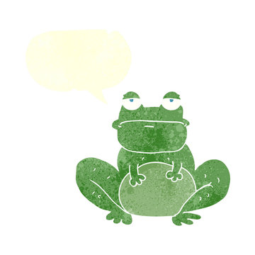 retro speech bubble cartoon frog