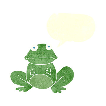 retro speech bubble cartoon frog