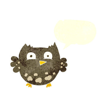 retro speech bubble cartoon little owl