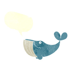 retro speech bubble cartoon happy whale