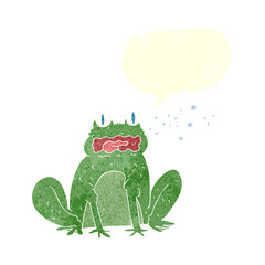 retro speech bubble cartoon burping frog