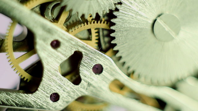 Macro view of vintage watch mechanism 