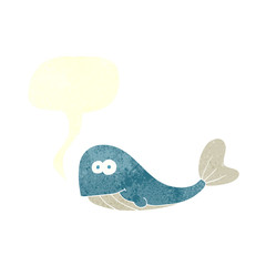 retro speech bubble cartoon whale