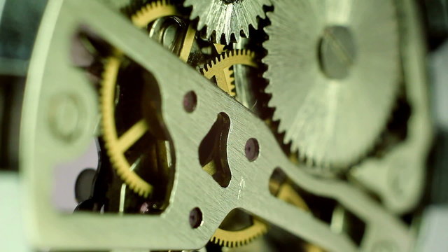 Macro view of vintage watch mechanism 