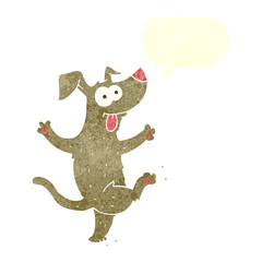 Obraz na płótnie Canvas retro speech bubble cartoon dancing dog