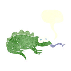 Fototapeta premium retro speech bubble cartoon lizard