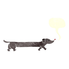 retro speech bubble cartoon dachshund