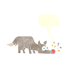 retro speech bubble cartoon dog sniffing