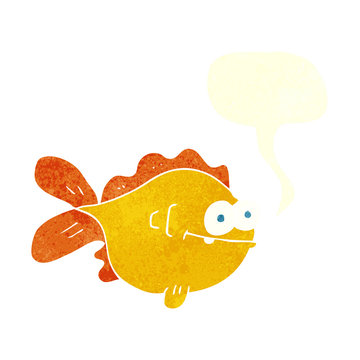 retro speech bubble cartoon fish