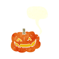 retro speech bubble cartoon spooky pumpkin