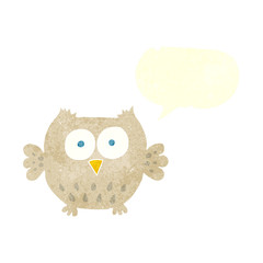 retro speech bubble cartoon happy owl