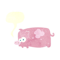 retro speech bubble cartoon pig
