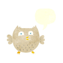 retro speech bubble cartoon happy owl