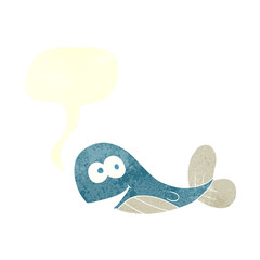retro speech bubble cartoon whale