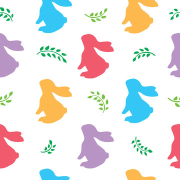 Rabbit silhouette seamless pattern. Background for craft food packaging or butcher shop design. Vector illustration