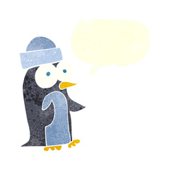 retro speech bubble cartoon penguin
