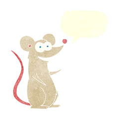 retro speech bubble cartoon happy mouse