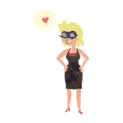 retro speech bubble cartoon woman wearing mask