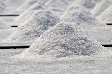Natural salt pile in farmland ,naklua Thailand