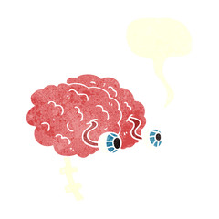 retro speech bubble cartoon brain
