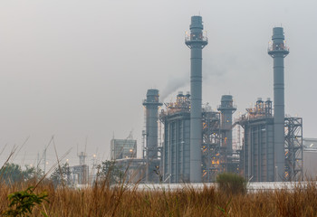 Oil refinery factory in the morning.