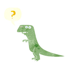 retro speech bubble cartoon confused dinosaur
