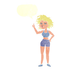 retro speech bubble cartoon tired gym woman