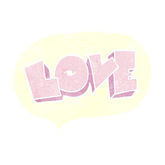 retro speech bubble cartoon love sign
