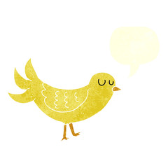 retro speech bubble cartoon bird