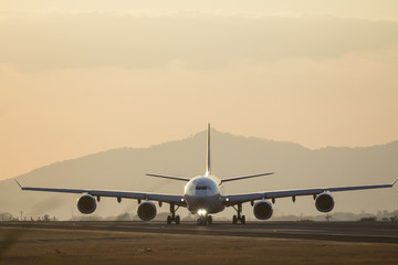 Fototapeta na wymiar Plane in airport runway