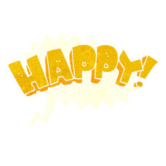 retro speech bubble cartoon happy text symbol