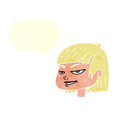 retro speech bubble cartoon mean looking girl