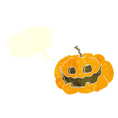 retro speech bubble cartoon halloween pumpkin
