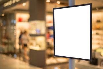 Fototapeta premium Blank sign with copy space for your text message or content in modern shopping mall.