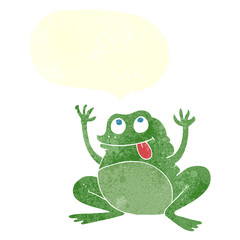 funny retro speech bubble cartoon frog